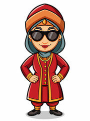 colorful illustration of a persian woman mascot, isolated on white background