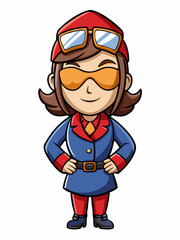 Obraz premium colorful illustration of a pilot woman mascot, isolated on white background