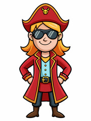 colorful illustration of a pirate woman mascot, isolated on white background