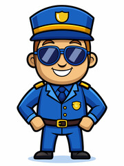 colorful illustration of a police man mascot, isolated on white background