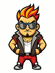 Obraz premium colorful illustration of a punk man mascot, isolated on white background