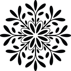 Elegant black mandala design with floral elements