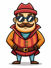 colorful illustration of a robber man mascot, isolated on white background