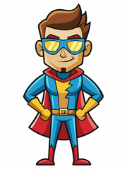 colorful illustration of a superhero man mascot, isolated on white background
