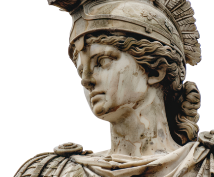 PNG Ancient Greek warrior statue closeup
