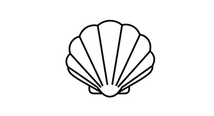 Minimalistic outline of a shell against a white background, suitable for marine-themed designs