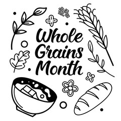 WHOLE GRAINS MONTH vector illustration