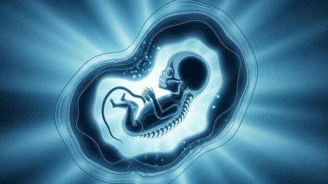 Fetus Development: Medical Animation of Human Embryo in Womb