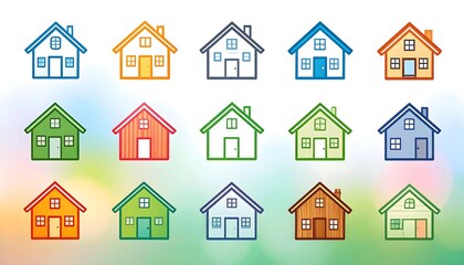 Fototapeta premium Colorful house icons (5)