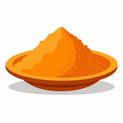 colorful illustration of a turmeric powder, isolated on white background