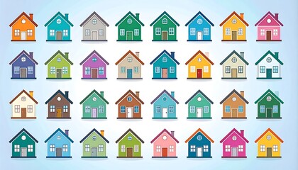 Fototapeta premium Colorful house icons