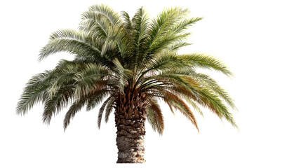 Mature Palm Tree with Textured Trunk and Green Fronds