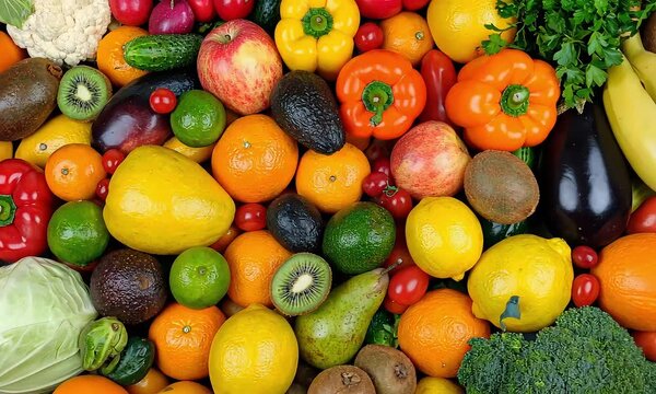 Colorful assortment of fruits and vegetables