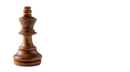 Chess King: A solitary chess king, its dark wood gleaming under the light, stands ready on the board.