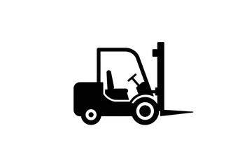 Naklejka premium Black Forklift Icon: Material Handling Equipment Illustration.