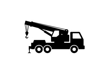 Naklejka premium Mobile Crane Truck Silhouette with Hook and Boom.