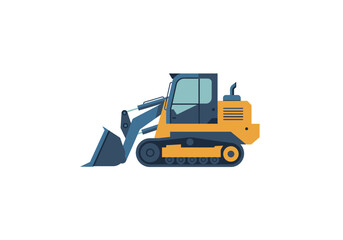 Yellow and Blue Bulldozer with Front Loader Illustration.