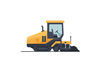 Naklejka premium Yellow Asphalt Paver Machine Illustration on White Background.