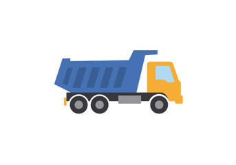 Fototapeta premium Cartoon Dump Truck with Blue Bed and Yellow Cab.