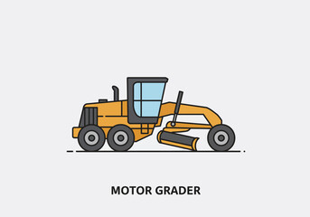 Naklejka premium Illustrated Motor Grader with Yellow Body and Black Accents.