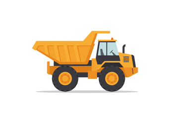 Yellow Dump Truck Vector Illustration Construction Vehicle.