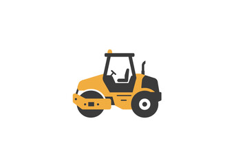 Fototapeta premium Isolated Yellow and Black Road Roller Vehicle Illustration.