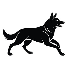Obraz premium Black dog running silhouette canine