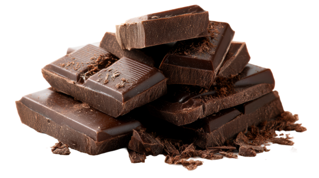 Pile of dark chocolate bars and pieces
