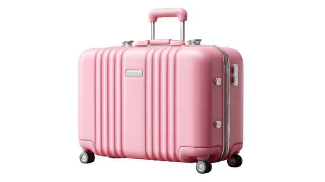 Elegant Pink Suitcase: A pristine pink suitcase, designed for refined travel, resting gracefully. Showcasing elegance and practicality in a classic style.