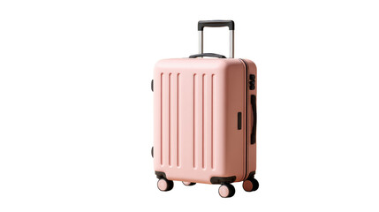 Modern Travel Companion: A stylish pink suitcase stands ready, offering a glimpse of wanderlust, the epitome of modern travel and journeying.