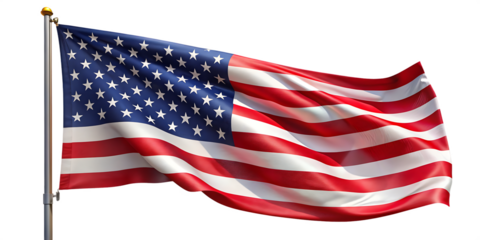 waving american flag on  isolated on  white background PNG , AI GENERATED
