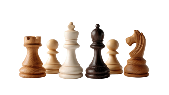 Strategic Alliance: An artistic arrangement of chess pieces, showcasing the intellectual pursuit of strategy, planning, and competition.