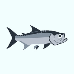 Obraz premium A stylized illustration of a silver fish swimming.