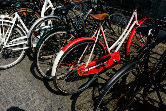 A public bicycle parking lot on the streets of Copenhagen