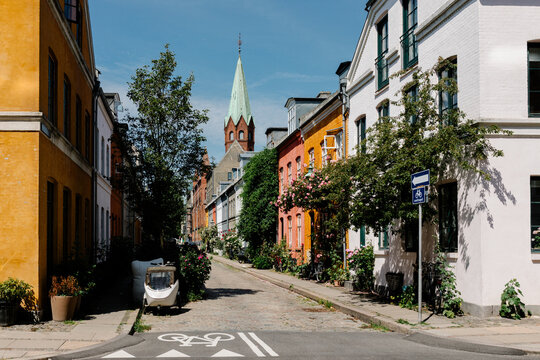 Cityscape of the streets of the Nyboder district in Copenhagen