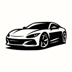 Fototapeta premium Modern sports car vector illustration. A sleek, black silhouette of a high-performance luxury vehicle, symbolizing speed, power, and wealth. For automotive design.