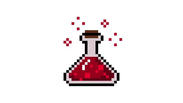 Pixel red potion medicine that's bubbling