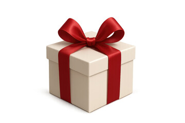 Fototapeta premium White gift box wrapped with red ribbon on transparent background