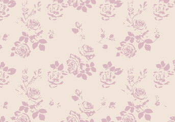 Delicate Rose Pattern in Pale Pink and Mauve Hues.
