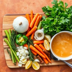fresh vegetables on a wooden table