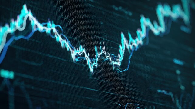 Abstract Financial Stock Market Chart with Digital Data Pattern and Trend Lines