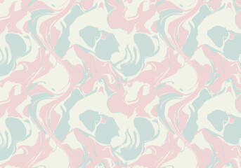 Seamless Marble Pattern with Pink Blue and Cream Swirls for Textile Design.