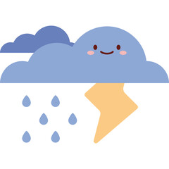 Thunder Cloud Flat Vector Illustration