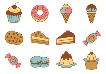 Pixel Art Dessert Icons: Pastel Sweet Treats Collection