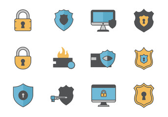 Pixel Art Security Icons: Padlocks, Shields, and Computer Screens
