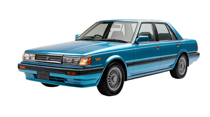 Classic light blue sedan, gleaming.