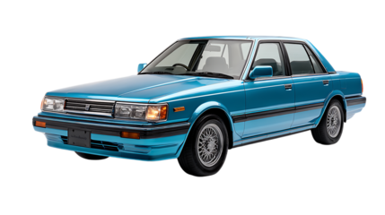 Classic light blue sedan, gleaming.