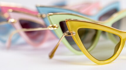 Colorful Sunglasses Set, Fashionable Eyewear with Yellow, Green, Blue and Pink Frames