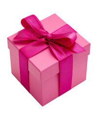 Obraz premium Pink gift box with bright ribbon