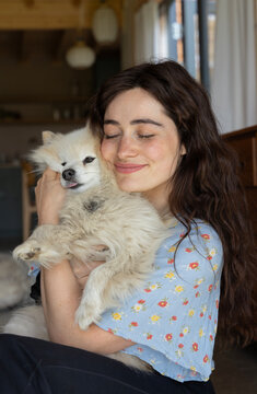 cuddling wit the dog
